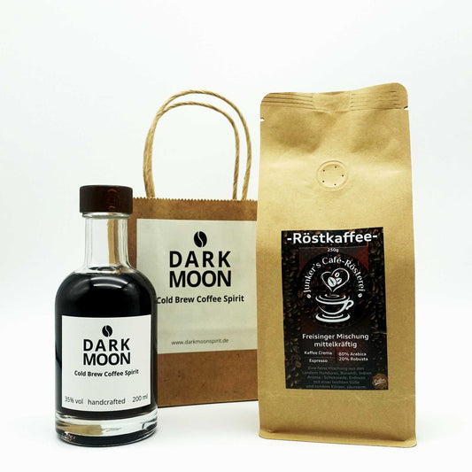 Genuss-Paket klein DarkMoon 200ml & Premium Coffee mit Geschenktüte